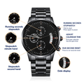 Men's Engraved Watch, We've Got Your Six, Charcoal Black, Gift Watch