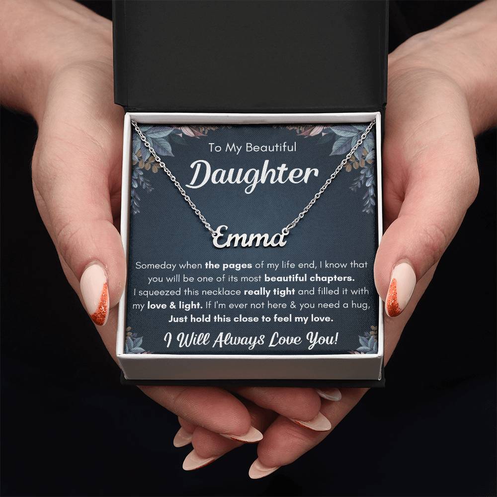 TO MY DAUGHTER CHAPTERS SQUEEZED NAME NECKLACE GIFT SET