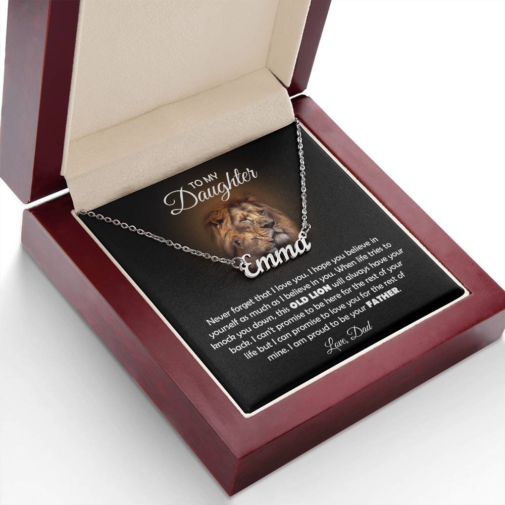 TO MY DAUGHTER OLD LION NAME NECKLACE GIFT SET