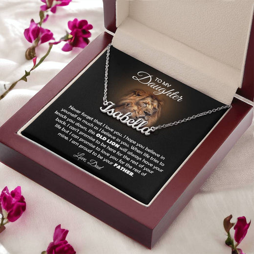 TO MY DAUGHTER OLD LION NAME NECKLACE GIFT SET