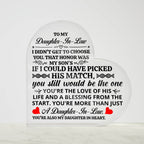TO MY DAUGHTER IN LAW HONOR HEART ACRYLIC PLAQUE