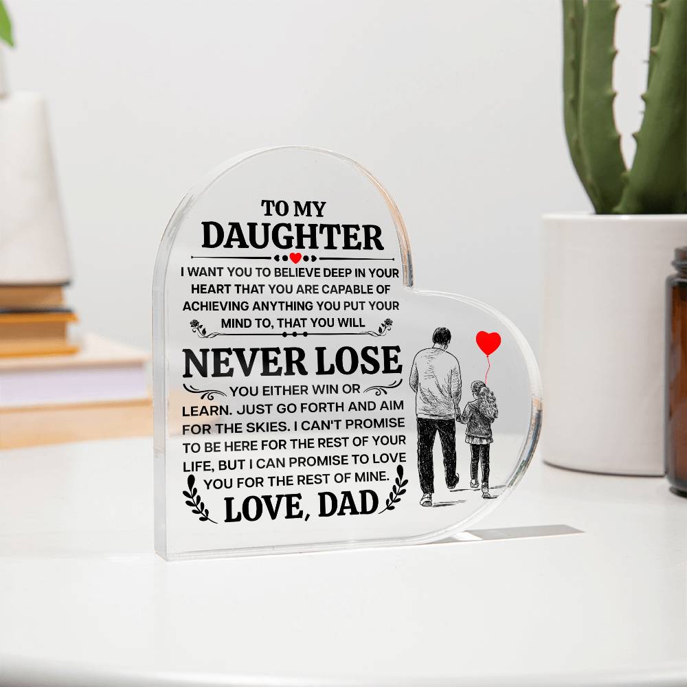 TO MY DAUGHTER PROMISE HEART ACRYLIC PLAQUE