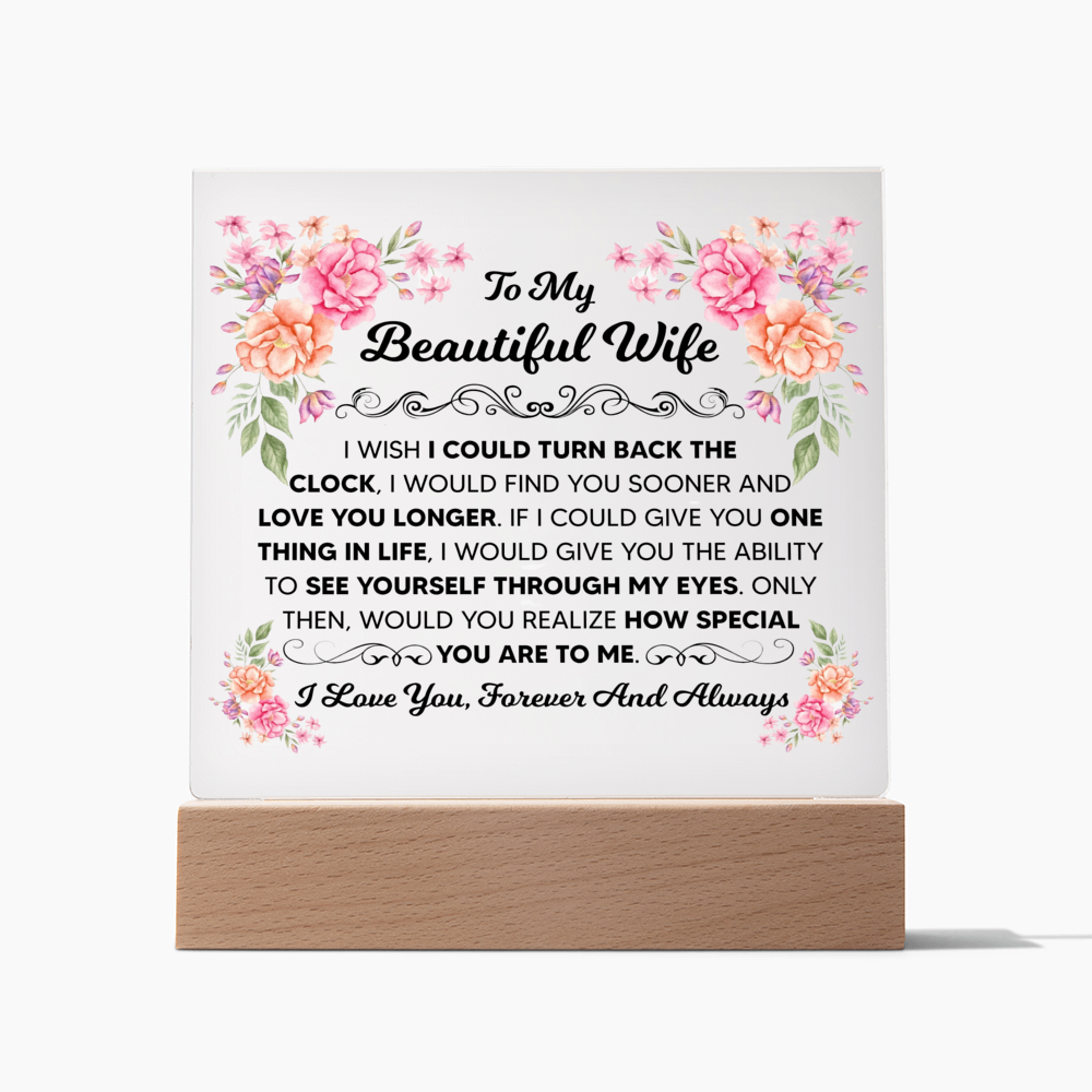 TO MY BEAUTIFUL WIFE SQUARE ACRYLIC PLAQUE
