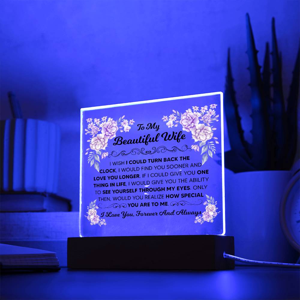 TO MY BEAUTIFUL WIFE SQUARE ACRYLIC PLAQUE 1