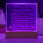 TO MY DAUGHTER IN LAW HONOR SQUARE ACRYLIC