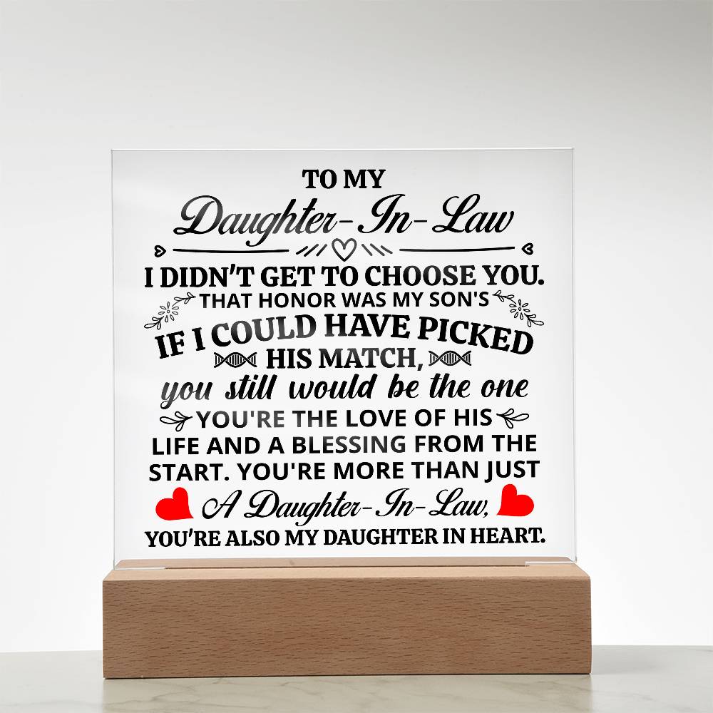 TO MY DAUGHTER IN LAW HONOR SQUARE ACRYLIC