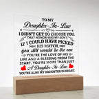 TO MY DAUGHTER IN LAW HONOR SQUARE ACRYLIC