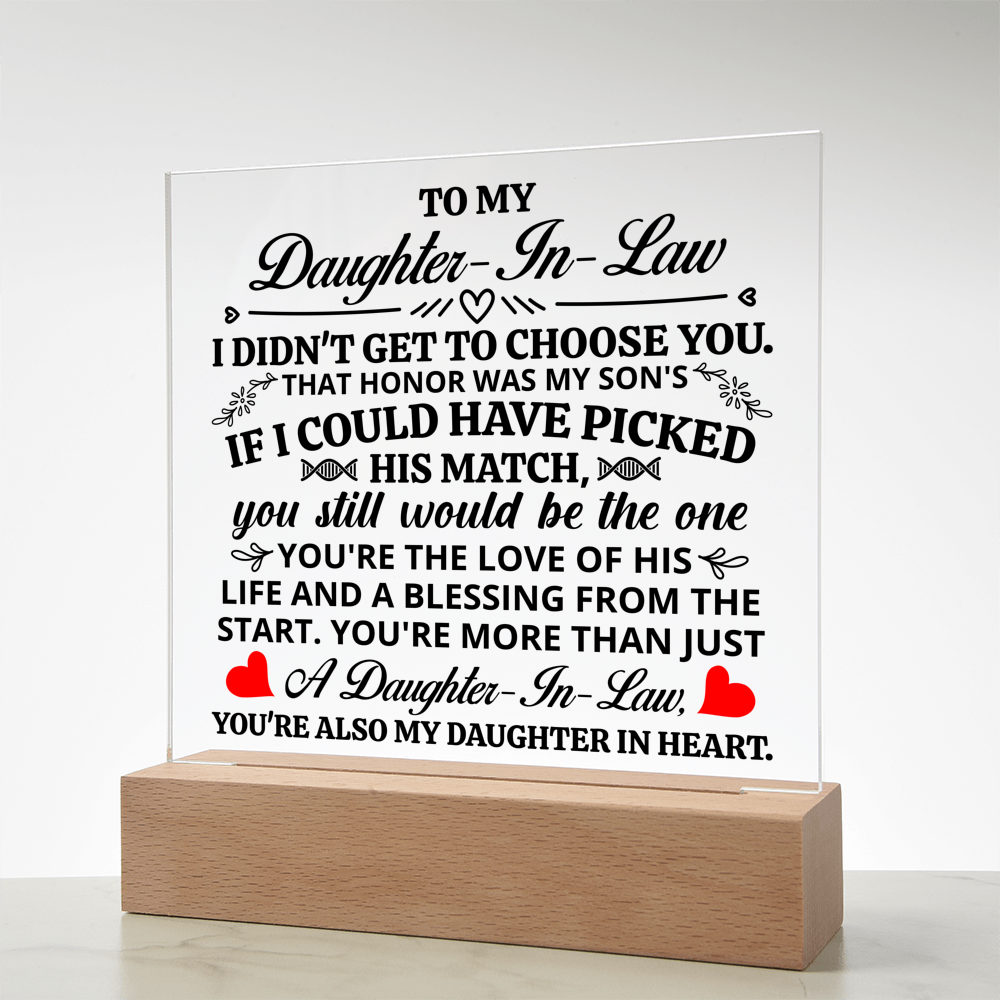 TO MY DAUGHTER IN LAW HONOR SQUARE ACRYLIC