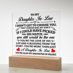 TO MY DAUGHTER IN LAW HONOR SQUARE ACRYLIC