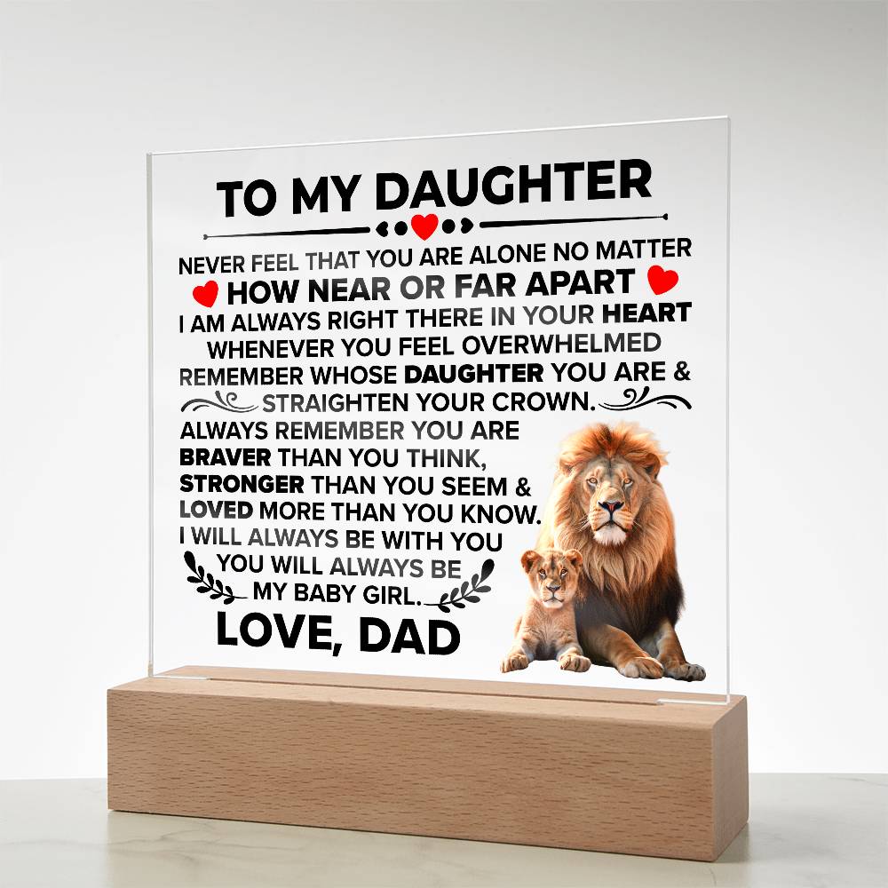 TO MY DAUGHTER BRAVER SQUARE ACRYLIC
