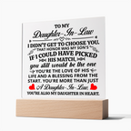 TO MY DAUGHTER IN LAW HONOR SQUARE ACRYLIC