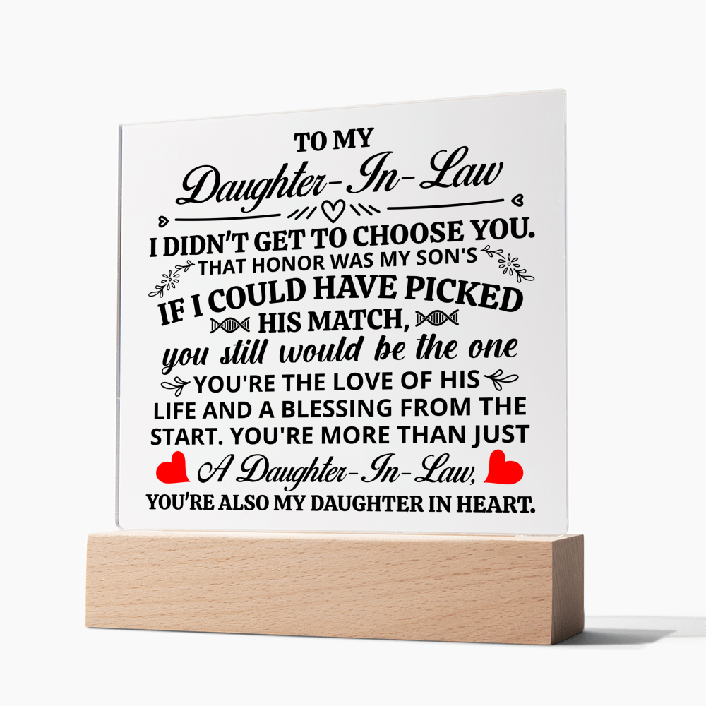 TO MY DAUGHTER IN LAW HONOR SQUARE ACRYLIC