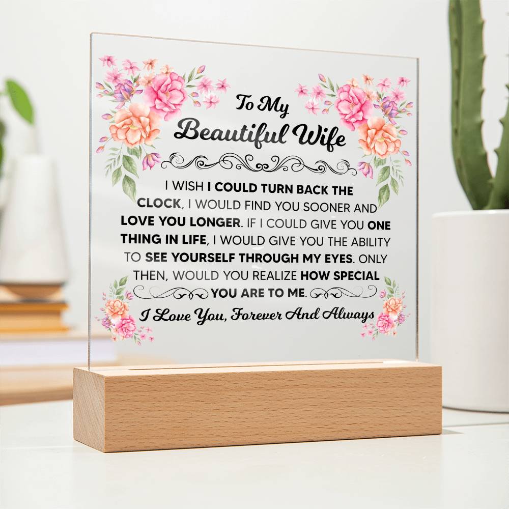 TO MY BEAUTIFUL WIFE SQUARE ACRYLIC PLAQUE 1