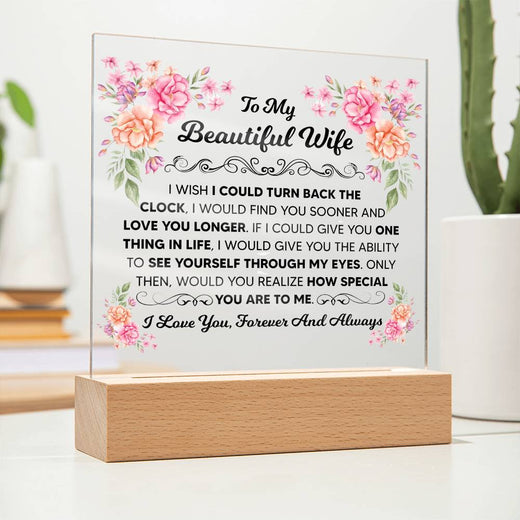 TO MY BEAUTIFUL WIFE SQUARE ACRYLIC PLAQUE 1