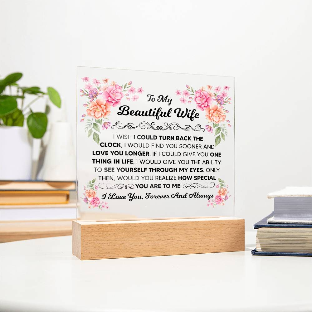 TO MY BEAUTIFUL WIFE SQUARE ACRYLIC PLAQUE 1