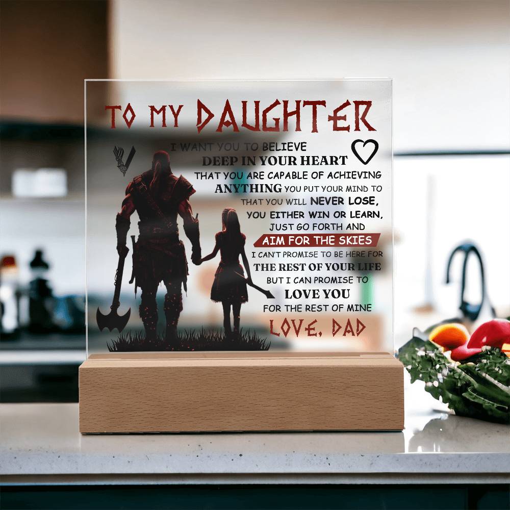 TO MY DAUGHTER VIKING SQUARE ACRYLIC PLAQUE