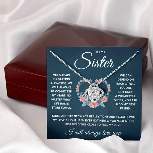 TO MY SISTER SQUEEZED LOVE KNOT NECKLACE GIFT SET
