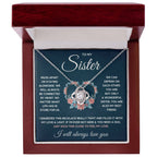 TO MY SISTER SQUEEZED LOVE KNOT NECKLACE GIFT SET