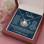 TO MY SISTER SQUEEZED LOVE KNOT NECKLACE GIFT SET